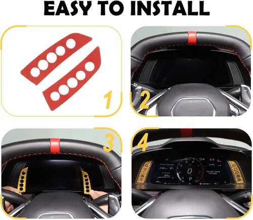 Vista 5 de CHEAYAR Adhesivo de fibra de carbono para tablero de instrumentos compatible con Chevrolet Corvette C8 Stingray 2020-2023, calcomanía para panel
