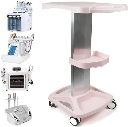 Vista 13 de Carrito de salón rodante - Carro móvil de aluminio con soporte para carritos rodantes médicos para cavitación ultrasónica, máquina RF, estante