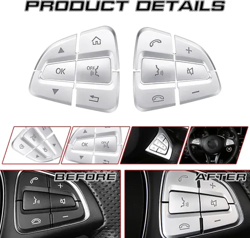 Vista 5 de x xotic tech Auto Interior - 12 cubiertas de botón de control lateral del conductor del automóvil, decoración compatible con Mercedes Clase C W205