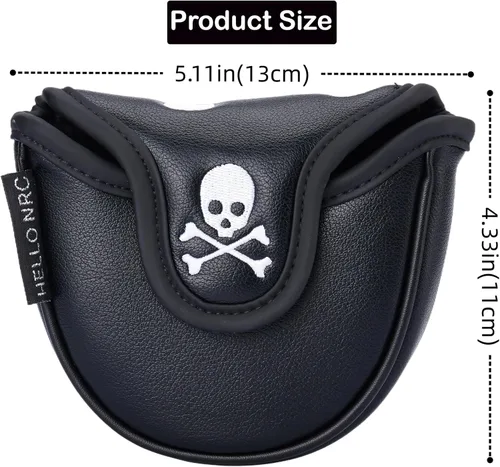 Vista 2 de Golf Club Skull Skeleton Mallet Putter Cover Magnetic Closure PU Leather Headcover