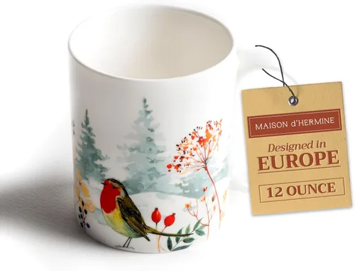 Vista 127 de Maison d' Hermine Taza de café con asas, tazas de porcelana fina de hueso, paquete de una taza de té para bebidas calientes, capuchino, latte