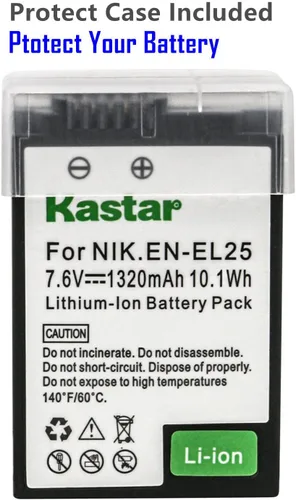 Vista 2 de Kastar Paquete de 1 batería de repuesto para Nikon EN-EL25, ENEL25 EN-EL25a, batería 4241, cargador Nikon MH-32 y cámara digital Nikon Z50, Z 50