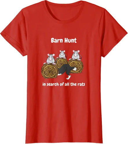 Vista 48 de Funny Barn Hunt - En busca de las ratas con Border Collie Camiseta, Negro