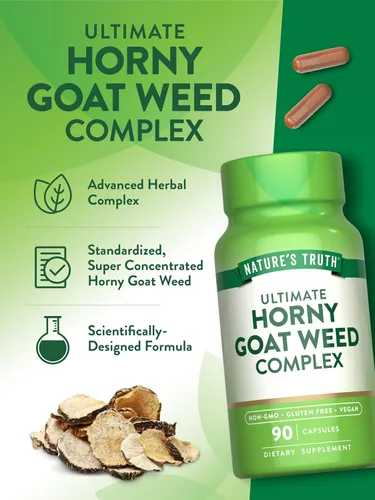 Vista 5 de Nature's Truth Horny Goat Weed Complex 90 cápsulas con raíz de maca Suplemento de hierbas vegano, sin OMG y sin gluten
