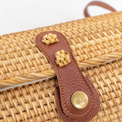 Vista 2 de Bolsa de playa para mujer, bolso cruzado de ratán tejido a mano