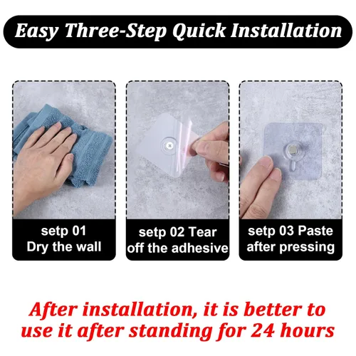 Vista 5 de Mabor Ganchos adhesivos sin taladro, 6 piezas de colgadores de fotos de plástico sin uñas, colgadores de pared sin clavos, colgador de foamboard