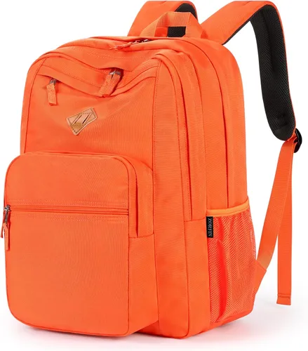 Vista 10 de ZORFIN - Mochila de 26 litros para la escuela, universidad y viajes, impermeable, con 8 compartimentos, Verde militar, Moderno