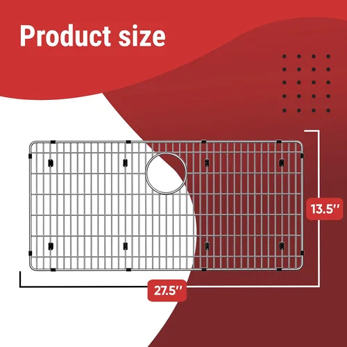 Vista 2 de Protectores de fregadero para fregadero de cocina, rejilla protectora de acero inoxidable 27 1/2 x 13 1/2, estante para fregadero inferior