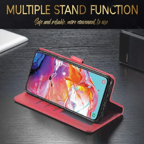 Vista 5 de STARSHOP Funda compatible con Samsung Galaxy A03s, con protector de pantalla de vidrio templado incluido; cartera de piel sintética a prueba