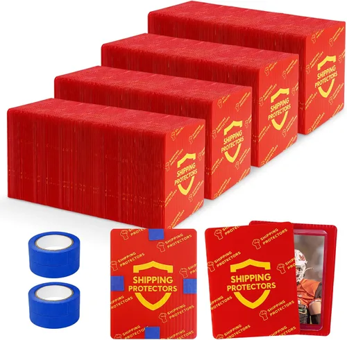Vista 7 de Paquete de 1000 protectores de envío de tarjetas intercambiables de 3.5 x 4.5 pulgadas con 8 rollos de cinta, hoja corrugada resistente para envío