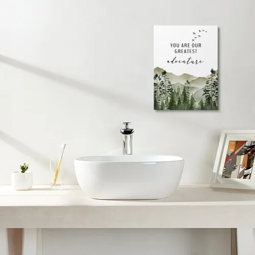 Vista 5 de XWELLDAN You are Our Greatest Adventure Woodland Nursery - Lienzo decorativo para pared, diseño de acuarela de bosque y montaña, decoración de pared