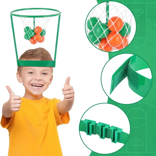Vista 8 de Hooqict Paquete de 3 piezas de juego de fiesta de baloncesto para niños y adultos, juego de diadema ajustable con 40 bolas para fiesta de carnaval