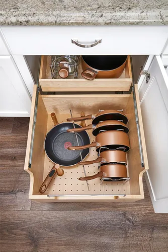 Vista 5 de Rev-A-Shelf Organizador extraíble de utensilios de cocina con base de madera con cierre suave