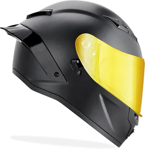 Vista 10 de GDM Casco de motocicleta Demon de cara completa Negro mate - Escudos cromados y transparentes
