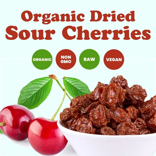 Vista 4 de Cerezas ácidas secas orgánicas, 5 libras, ligeramente endulzadas, sin hueso, sin OMG, kosher, sin sulfuro, ácidas, a granel