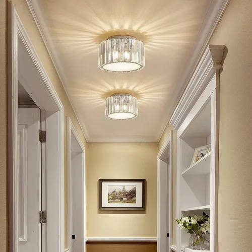 Vista 5 de Lámpara de Techo de Cristal Moderna, Mini Candelabro de Cristal Empotrado BUXVRCS, A 5.89'' x An 8.66'' Pequeña Lámpara de Techo de Cristal