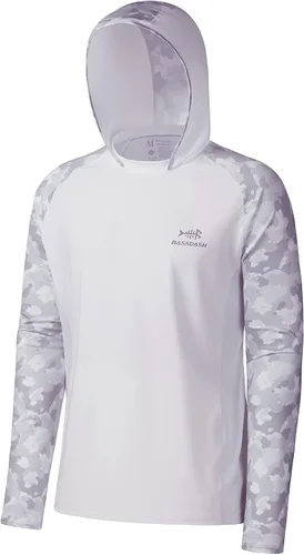 Vista 16 de BASSDASH Camisa de pesca de rendimiento UPF 50 para hombre, sudadera con capucha de camuflaje de manga larga FS17M