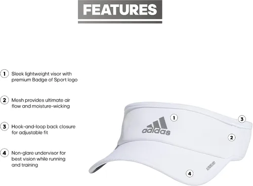 Vista 2 de adidas Women's Superlite 2 Athletic Sport Performance Adjustable Fit Visor