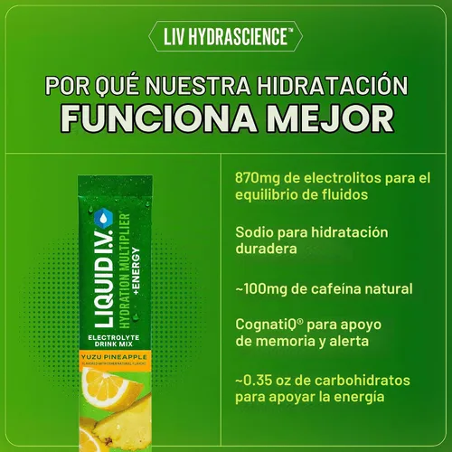 Vista 4 de Liquid I.V. Hidratación + Electrólitos Energéticos, BlackBerry Peach, 14