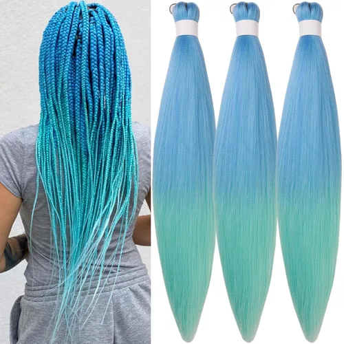 Vista 46 de Cabello trenzado para niños preestirado de 16 pulgadas, color negro para niños, trenzas sin nudos