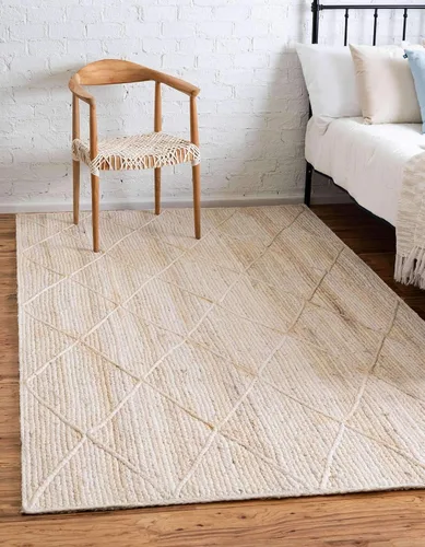 Vista 18 de Unique Loom Alfombra trenzada de la colección de yute – enrejado (2 pies 2 pulgadas x 6 pies 1 pulgada, gris/marfil)