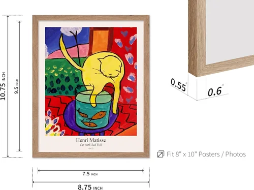 Vista 3 de Monem Art - Póster vintage de Henri Matisse – Gato retro con estampado de pez rojo – Arte de fauvismo – Arte animal – Pintura clásica – Arte fino