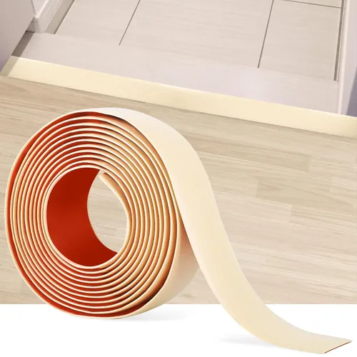 Vista 23 de Tira de transición de piso de 3.3 pies, autoadhesiva, cubierta de vinilo, tira de transición divisora plana, diseño de grano de madera para huecos