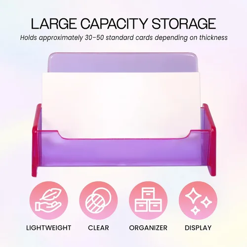 Vista 5 de Beauticom® Soporte de plástico transparente para tarjetas de visita para encimera de escritorio (púrpura transparente, 3 piezas)