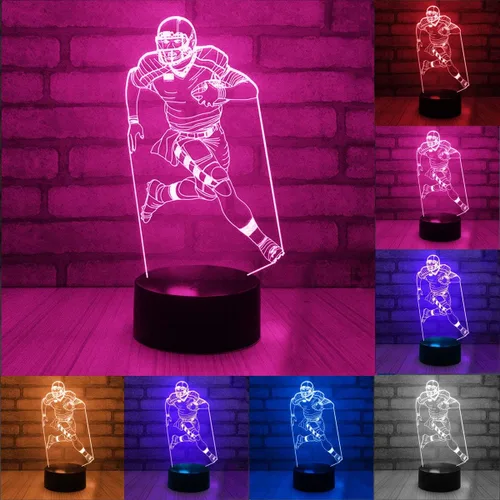 Vista 2 de Soporte de luz nocturna 3D con ilusión óptica y 7 colores cambiantes, 0.70watts, 5.00 volts Jugador de fútbol