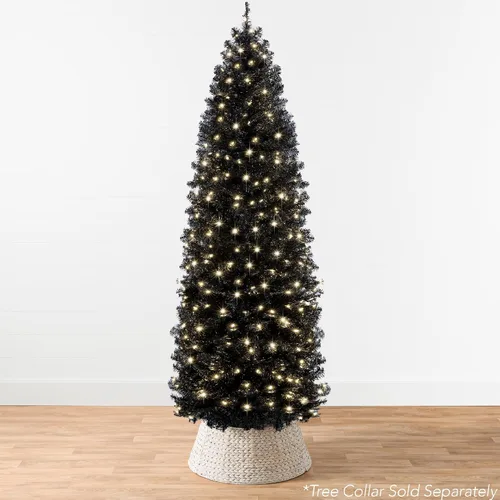 Vista 2 de Best Choice Products - Árbol de Navidad artificial, de 4.5 pies, preiluminado, negro, árbol delgado para el hogar, oficina, decoración de fiesta