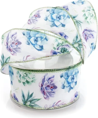 Vista 9 de Ribbon Traditions Cinta con alambre de ramitas verdes beige 2 1/2" x 10 yardas