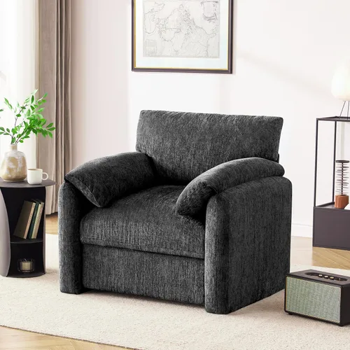 Vista 8 de Howjoe Sillón Extragrande de Chenilla, Sillas de Acento de 38.6 Pulgadas de Ancho para Sala de Estar y Dormitorio Silla de Descanso Moderna, Silla