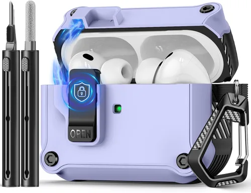 Vista 18 de Pohgelan Compatible con AirPods Pro 2ª/1ª generación, estuche con cierre magnético automático y kit de limpieza, compatible con funda Magsafe - Negro