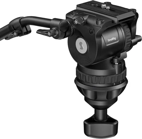 Vista 13 de SmallRig DH10 - Cabezal de video fluido para trípode de servicio pesado con base plana y mango ajustable, placa de liberación rápida para placa