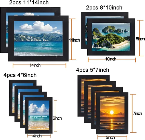 Vista 3 de xnlkros Paquete de 12 portarretratos surtidos de pared para galería, marcos de fotos de madera rústica de granja de varios tamaños, incluyendo 4 x