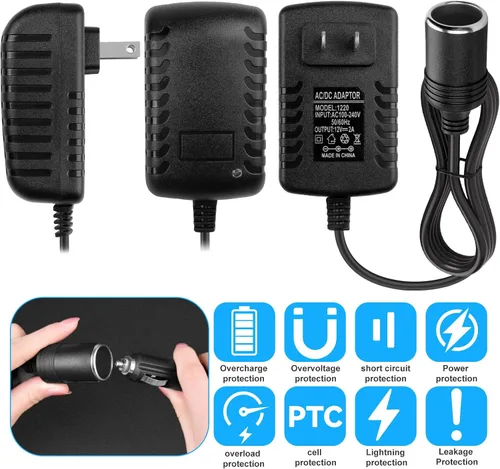 Vista 9 de Herfair Convertidor de CA a CC 2A 24W Adaptador de enchufe para encendedor de cigarrillos de automóvil, cable de alimentación 110-240V a 12V AC/DC
