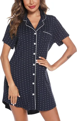 Vista 3 de Leikar Camisón de maternidad para mujer, pijama de lactancia de manga larga