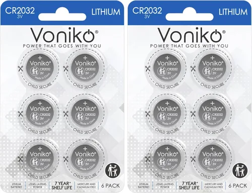 Vista 10 de Voniko Pilas de litio CR2032 de 3 V para seguridad infantil, compatibles con AirTag, llaveros, termómetros, básculas, 7 años de vida útil