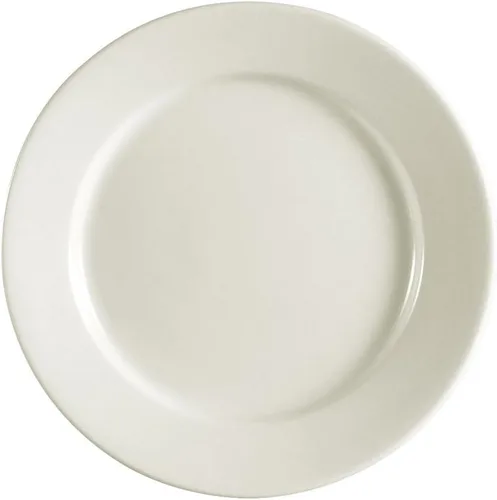 Vista 5 de CAC China REC-5 - Plato redondo de cerámica de 5-1/2 pulgadas, con borde enrollado, color blanco americano, caja de 36 Blanco americano