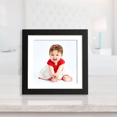 Vista 2 de YK artwood Impresiones en lienzo personalizadas con tus fotos, marco personalizado de 8 x 8 pulgadas, marco moderno de madera negra con tu foto