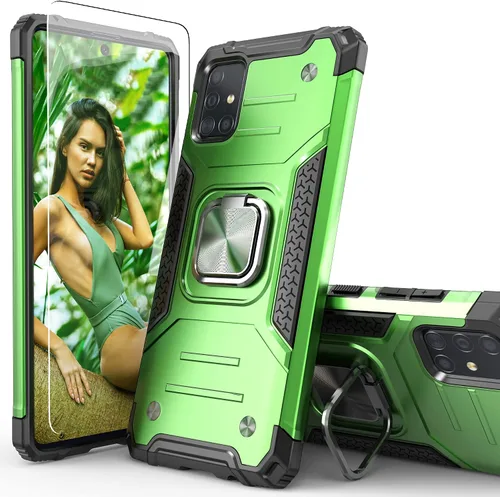 Vista 14 de Funda para Galaxy A71 5G con protector de pantalla, a prueba de caídas, ajuste delgado, con soporte para automóvil, funda protectora ligera