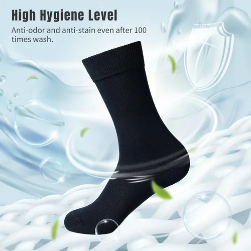 Vista 5 de Mens Dress Socks, Crew Socks for Men, Cotton Socks with Lycra Spandex Socks 4 Pairs