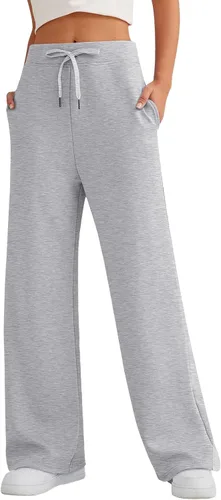 Vista 6 de Gumipy AirEssentials - Pantalones deportivos de pierna ancha para mujer, pantalones de pierna ancha para otoño, holgados, acampanados, cintura alta