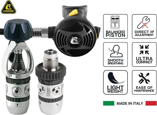 Vista 4 de Cressi Regulador de buceo ideal para principiantes y alquiler- Simple, fuerte y fácil de usar - Filtro cónico y sistema de regulación aguas abajo