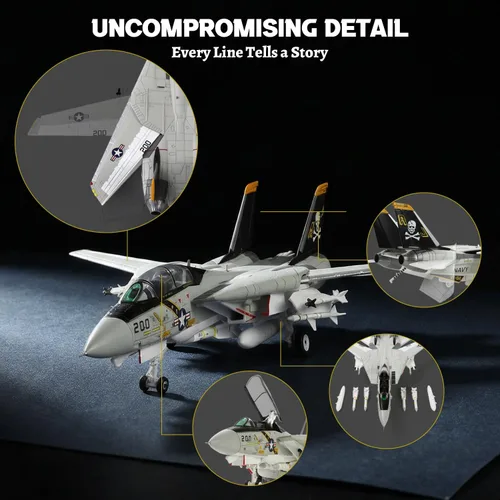 Vista 3 de NUOTIE US Navy F-14 Tomcat 1/72 Modelo de aleación VF-84 Jolly Rogers Avión de combate metálico fundido Modelo de exhibición militar o regalo