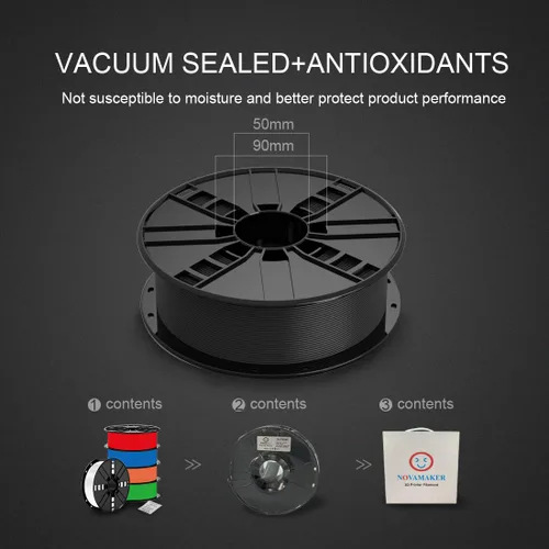 Vista 4 de Filamento para impresora 3D PETG de 1.75 mm, color negro, carrete de 1 kg (2.2 lbs), precisión dimensional +/- 0.03 mm