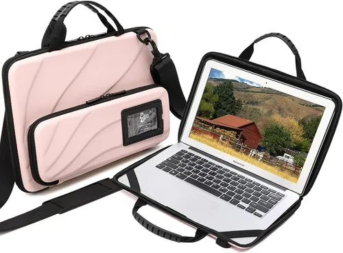 Vista 9 de Funda para laptop de 13-14 pulgadas MacBook Pro Air Chromebook HP Lenovo computadora portátil de trabajo carcasa rígida bolsa para laptop