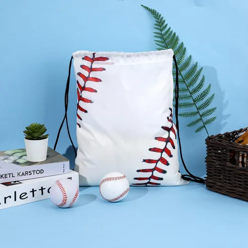 Vista 6 de Mozeat Lens 2 bolsas de béisbol con cordón, pequeñas bolsas deportivas con cordón, bolsas de regalo para fiesta de béisbol, bolsas de regalo, bolsa