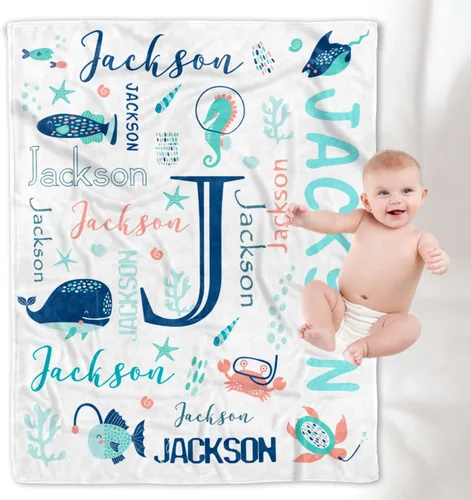 Vista 9 de YESCUSTOM Manta personalizada de lana de alpaca para niños y niños, mantas personalizadas con nombre, manta de bebé, regalo para nueva madre