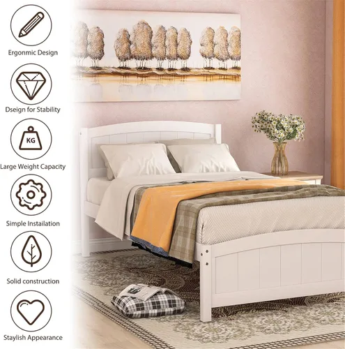 Vista 3 de Harper & Bright Designs Base de cama de plataforma individual, base de colchón y trineo con cabecero, estribo, soporte de listones de madera